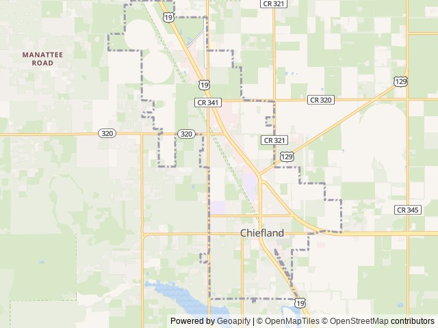 Map of Chiefland RV Park location at Chiefland, FL, United States