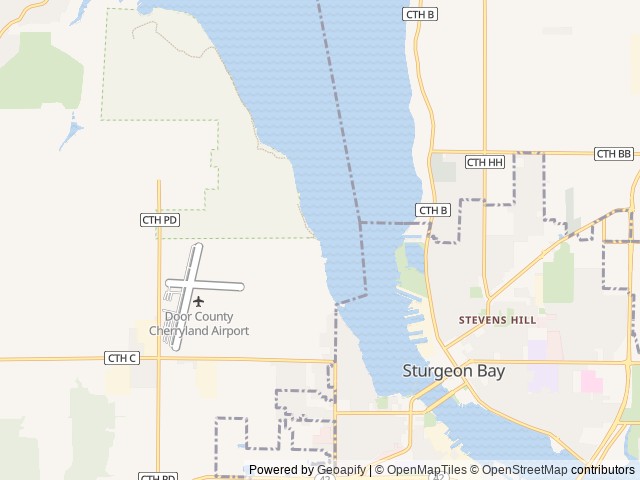 Map of Beach Harbor Resort and Campground location at Sturgeon Bay, WI, United States