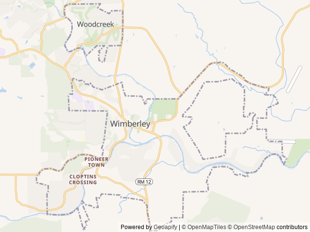 Map of Onera Wimberley location at Wimberley, TX, United States