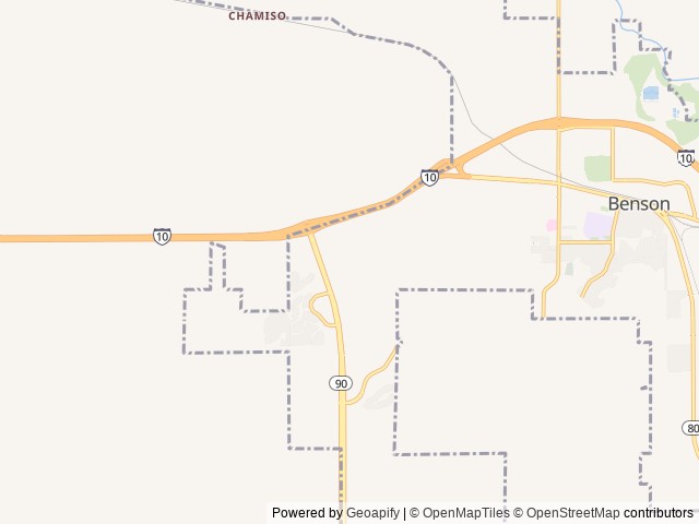 Map of Arizona Legends RV Resort location at Benson, AZ, United States