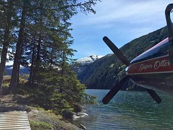 Plane dropping off cabin crew at dock
