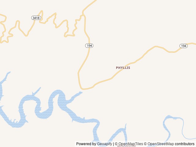 Map of Fishtrap Lake Shelters location at Shelbiana, KY, United States
