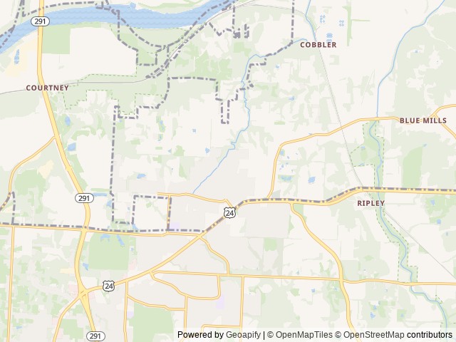 Map for COZIEST CAMPER (furnished travel trailer) near Independence, MO