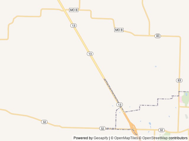 Map of Lake Meadows RV Park location at Bolivar, MO, United States
