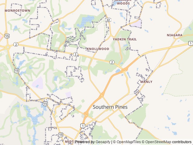 Map for The Barbie Dream Van— 2021 Thor Rize— near Southern Pines, NC