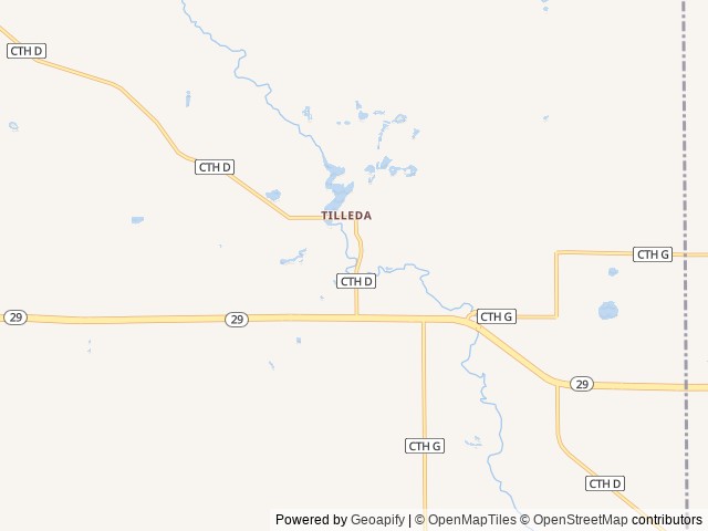 Map of Tilleda Falls Campground location at Tilleda, WI, United States