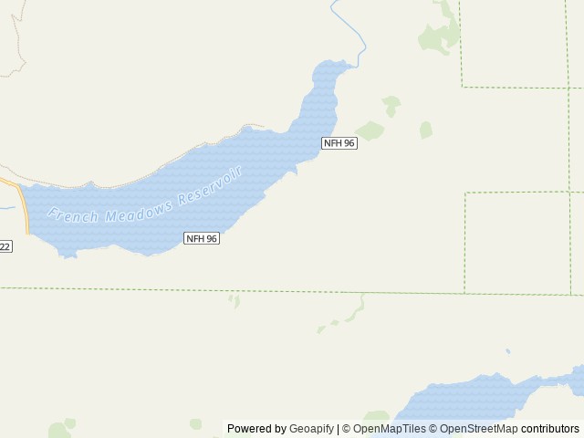 Map of French Meadows location at Foresthill, CA, United States