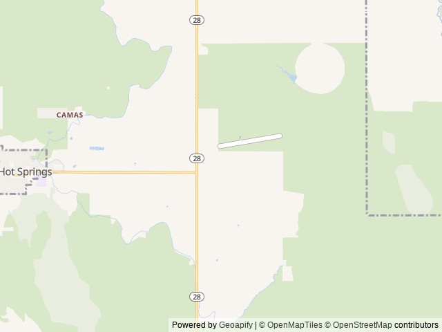 Map of Hot Springs Campground location at Hot Springs, MT, United States