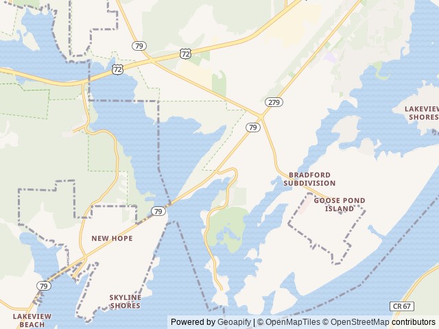 Map of Lake Ridge Campground location at Scottsboro, AL, United States