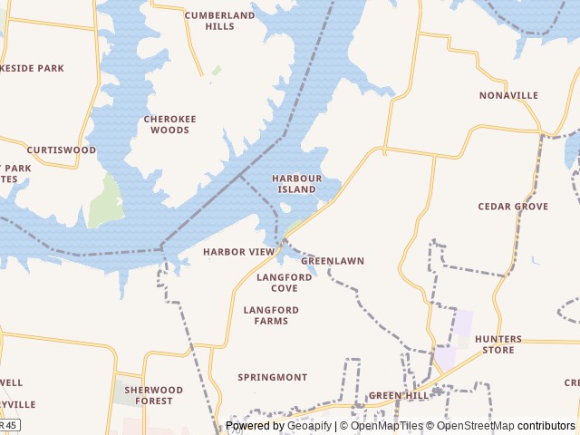 Map of Shutes Branch location at Old Hickory, TN, United States