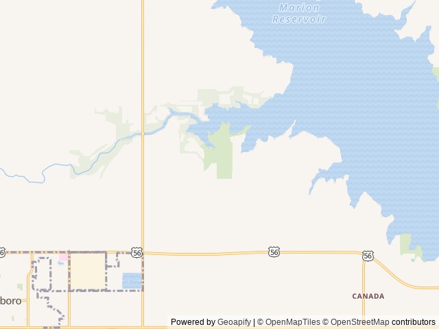 Map of French Creek location at Marion, KS, United States