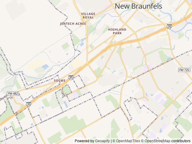 Map of HIL Sun Retreats Texas Hill Country location at New Braunfels, TX, United States