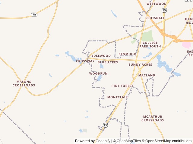 Map for Camp Cozy near Laurinburg, NC