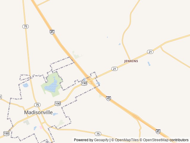 Map of Yuletide RV Park location at Madisonville, TX, United States