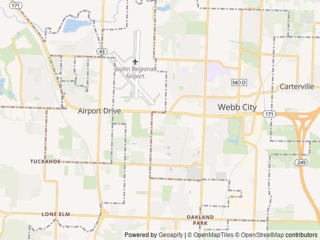 Map for 2025 Forest River RV Wildwood FSX 174DBLE near Webb City, AR