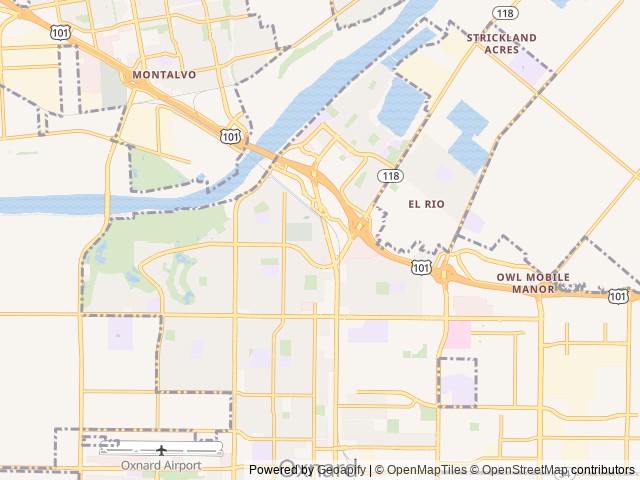 Map of Evergreen RV Park location at Oxnard, CA, United States