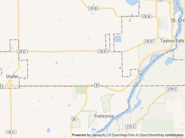 Map of Wildwood RV Park & Campground location at Shafer, MN, United States