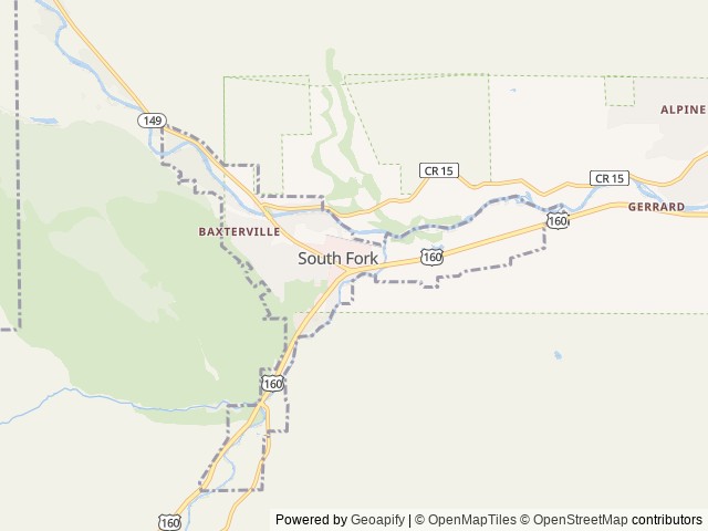 Map of South Fork RV Park & Campground location at South Fork, CO, United States