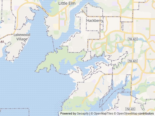 Map of Hidden Cove Park location at The Colony, TX, United States