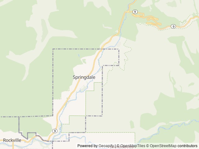 Map of Zion Canyon Campground location at Springdale, UT, United States