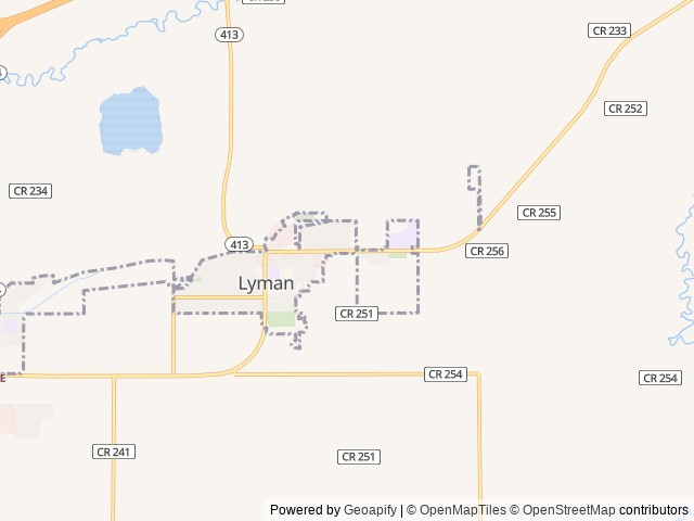 Map of Homestead RV Park location at Lyman, WY, United States