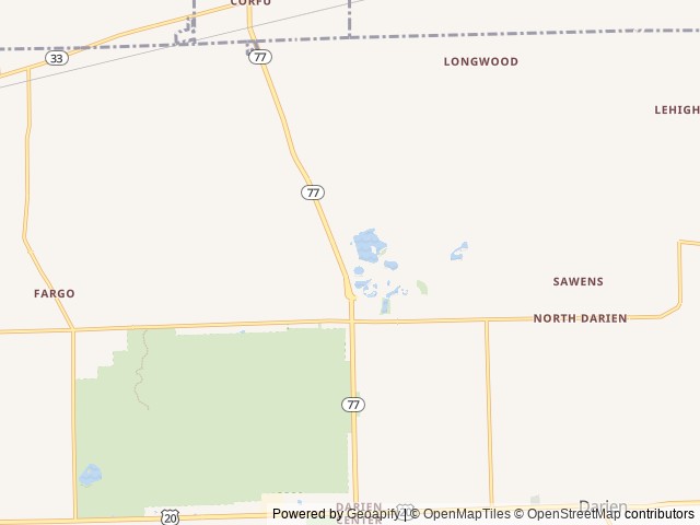 Map of Six Flags Darien Lake location at Corfu, NY, United States