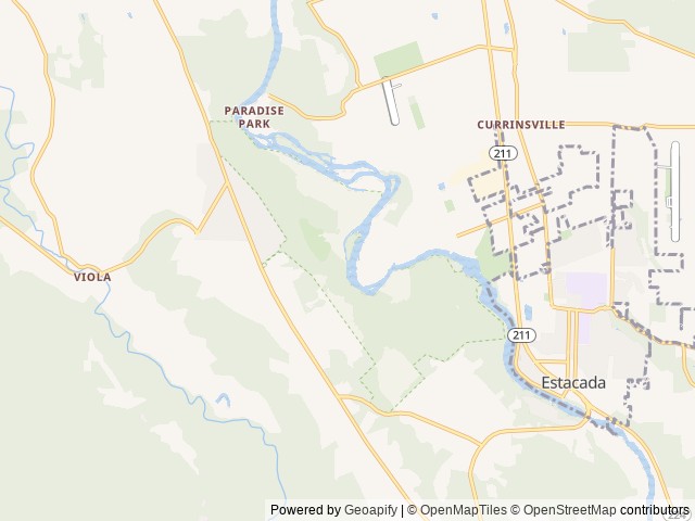 Map of Milo Mciver State Park location at Estacada, OR, United States