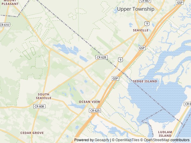Map of Sea Grove Camping Resort location at Ocean View, NJ, United States