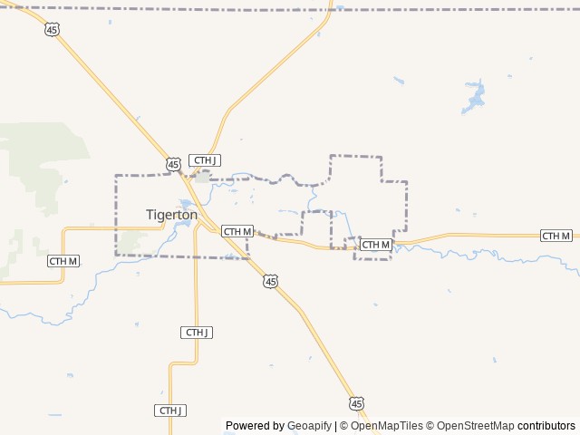 Map of Tigerton OHV Park & Campground location at Tigerton, WI, United States