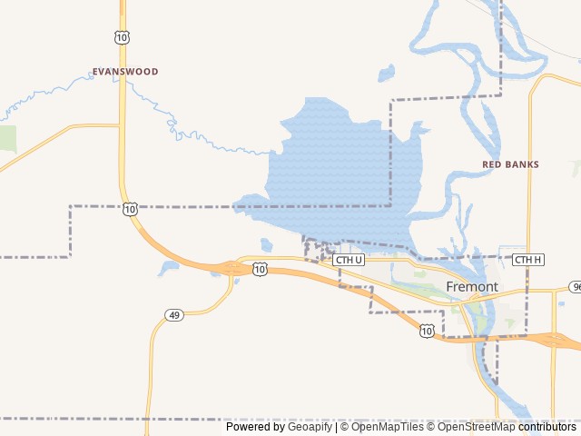 Map of Fremont RV Campground location at Fremont, WI, United States