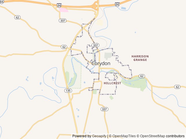 Map of Buffalo Trace Lake location at Corydon, IN, United States
