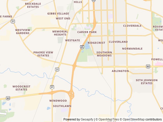 Map of The Backyard RV Resort location at Montgomery, AL, United States