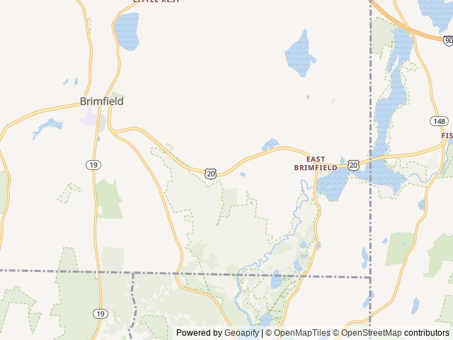 Map of Village Green Family Campground location at Brimfield, MA, United States
