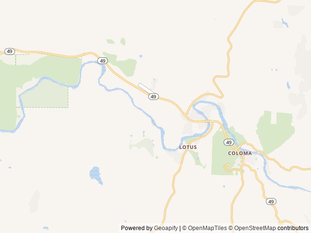 Map of Camp Lotus location at Lotus, CA, United States