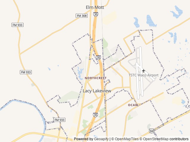 Map of Magnolia RV Resort location at Waco, TX, United States