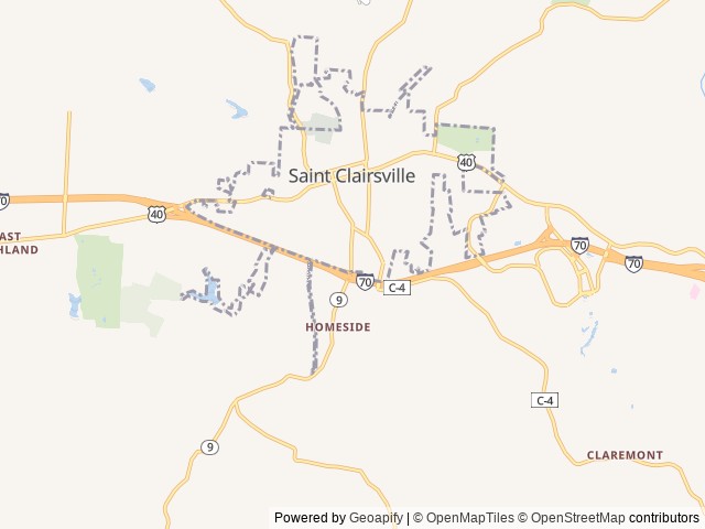Map of Love's RV Hookup-St. Clairsville OH 563 location at Belmont, OH, United States