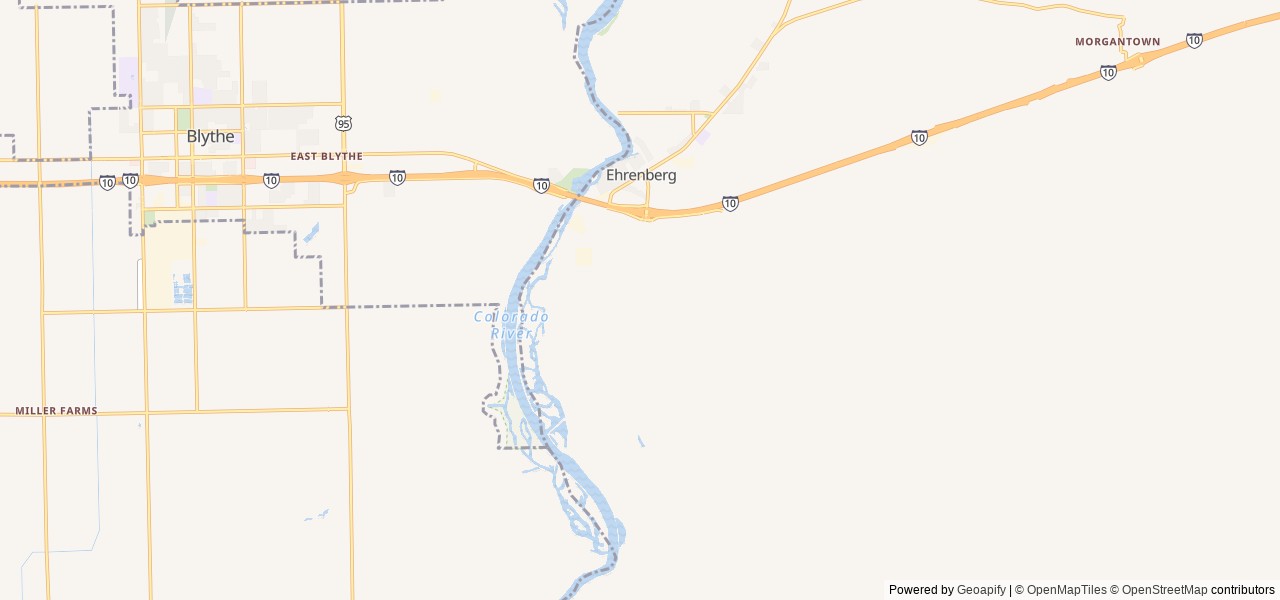 Map of Ehrenberg Sandbowl location at Yuma, AZ, United States
