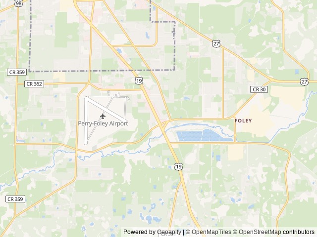 Map of Perry KOA Holiday location at Perry, FL, United States
