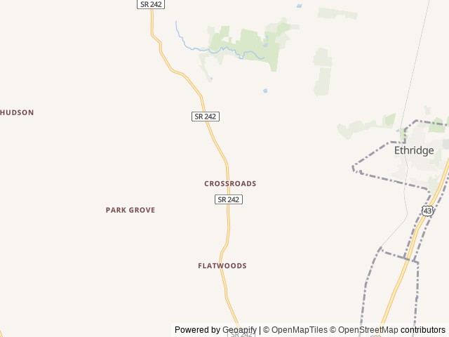 Map of Hudson Hideaway RV Retreat location at Ethridge, TN, United States