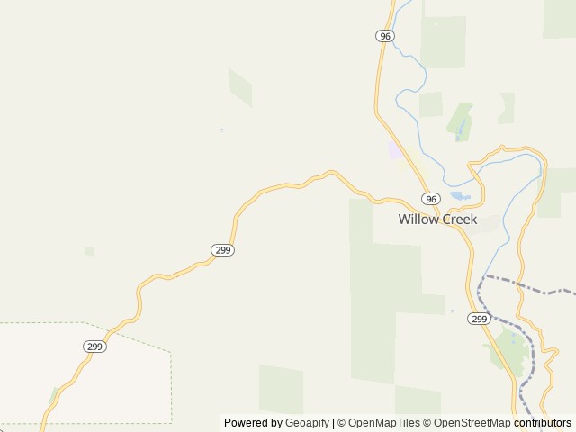 Map of Boise Creek location at Willow Creek, CA, United States