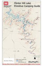 Map of Primitive Sites Available on Center Hill Lake in 2021
