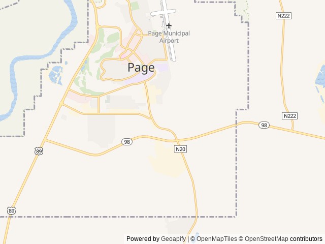 Map of Page Lake Powell Campground location at Page, AZ, United States