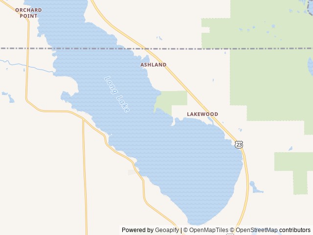 Map of Long Lake Park location at Alpena, MI, United States