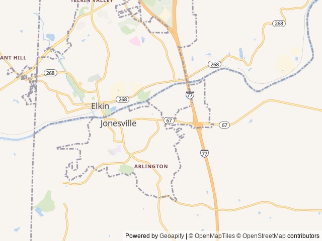 Map of Hometown RV Park location at Jonesville, NC, United States