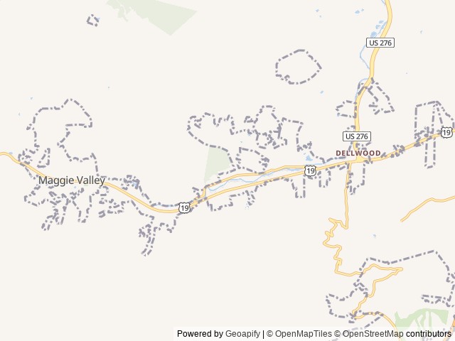 Map of Cross Creek RV Park location at Maggie Valley, NC, United States
