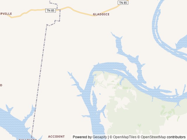 Map of Salt Lick Creek location at Gainesboro, TN, United States