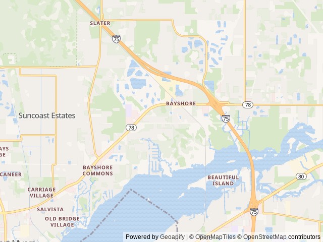 Map of Encore Pioneer Village location at North Fort Myers, FL, United States