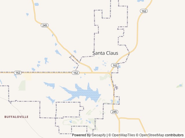 Map of Lake Rudolph RV Resort location at Santa Claus, IN, United States