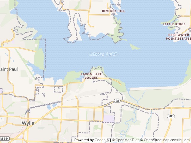 Map of Hackberry Pavilion location at Wylie, TX, United States