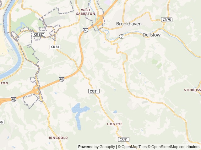 Map for Creekside Hideaway near Morgantown, PA
